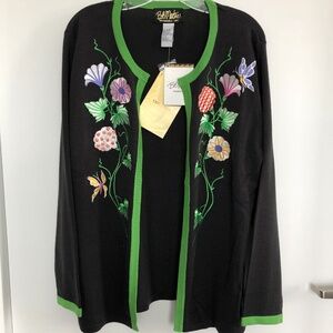 Bob Mackie Wearable Art Embroidered Cardigan